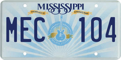 MS license plate MEC104