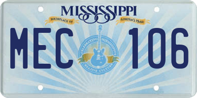 MS license plate MEC106