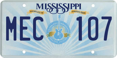 MS license plate MEC107