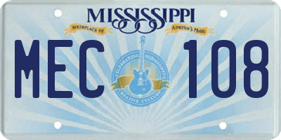 MS license plate MEC108