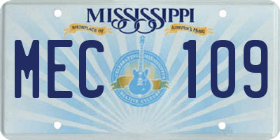 MS license plate MEC109