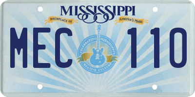 MS license plate MEC110