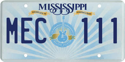 MS license plate MEC111