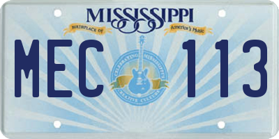 MS license plate MEC113