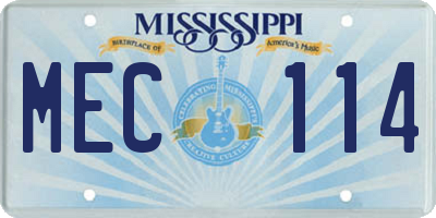 MS license plate MEC114
