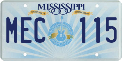 MS license plate MEC115