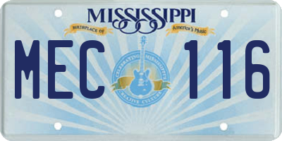 MS license plate MEC116