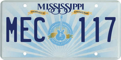 MS license plate MEC117