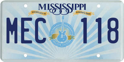 MS license plate MEC118