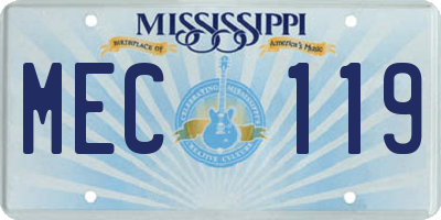 MS license plate MEC119