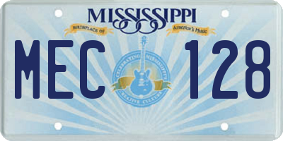 MS license plate MEC128