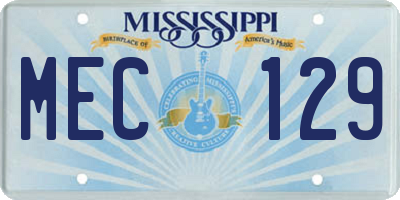 MS license plate MEC129