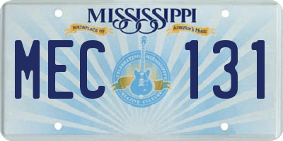 MS license plate MEC131