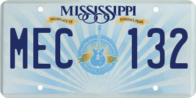 MS license plate MEC132