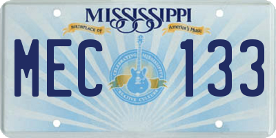 MS license plate MEC133
