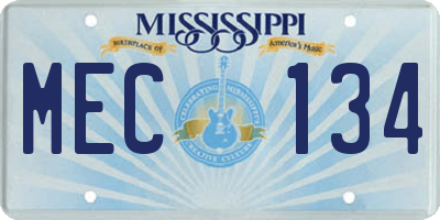MS license plate MEC134