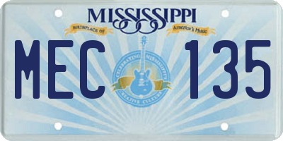 MS license plate MEC135