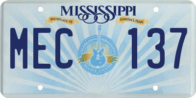 MS license plate MEC137