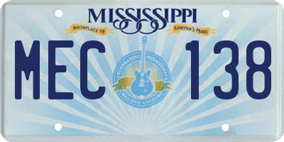 MS license plate MEC138
