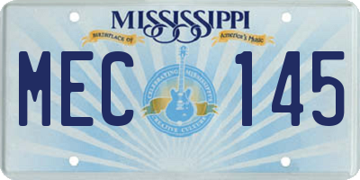 MS license plate MEC145