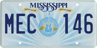 MS license plate MEC146