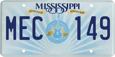 MS license plate MEC149