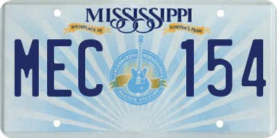 MS license plate MEC154