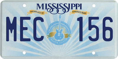 MS license plate MEC156