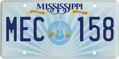 MS license plate MEC158