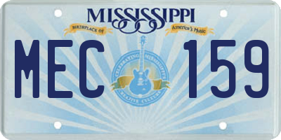 MS license plate MEC159