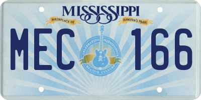 MS license plate MEC166