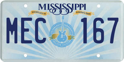 MS license plate MEC167