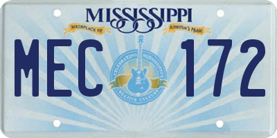 MS license plate MEC172