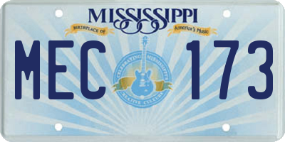 MS license plate MEC173