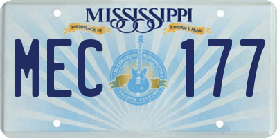 MS license plate MEC177