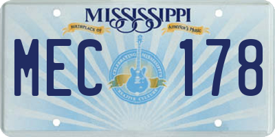 MS license plate MEC178