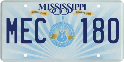 MS license plate MEC180