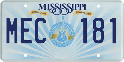 MS license plate MEC181