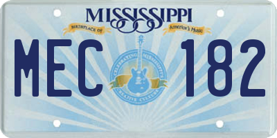 MS license plate MEC182