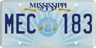 MS license plate MEC183