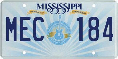 MS license plate MEC184