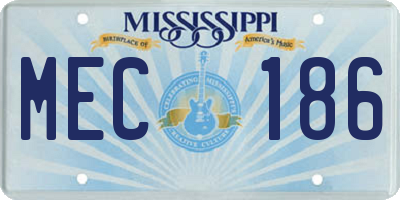 MS license plate MEC186