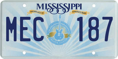 MS license plate MEC187