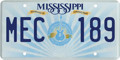 MS license plate MEC189