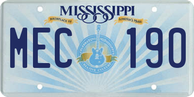 MS license plate MEC190