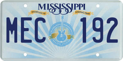 MS license plate MEC192