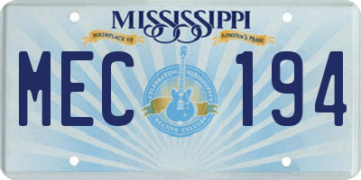 MS license plate MEC194