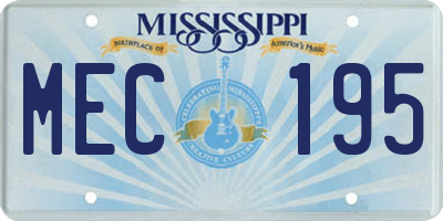 MS license plate MEC195