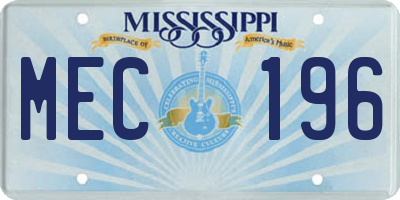 MS license plate MEC196