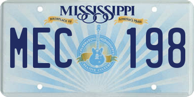 MS license plate MEC198
